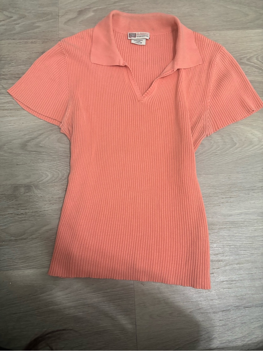 Faded Glory Peach Ribbed Polo Tee